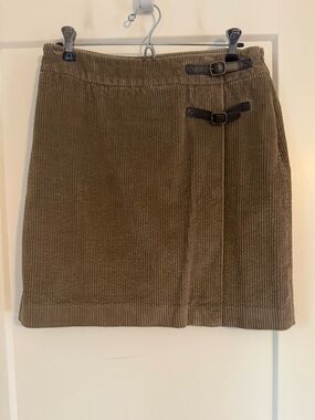 Boden Corduroy Mini Skirt Size 8 Brown Buckle Detail Lined Preppy Fall